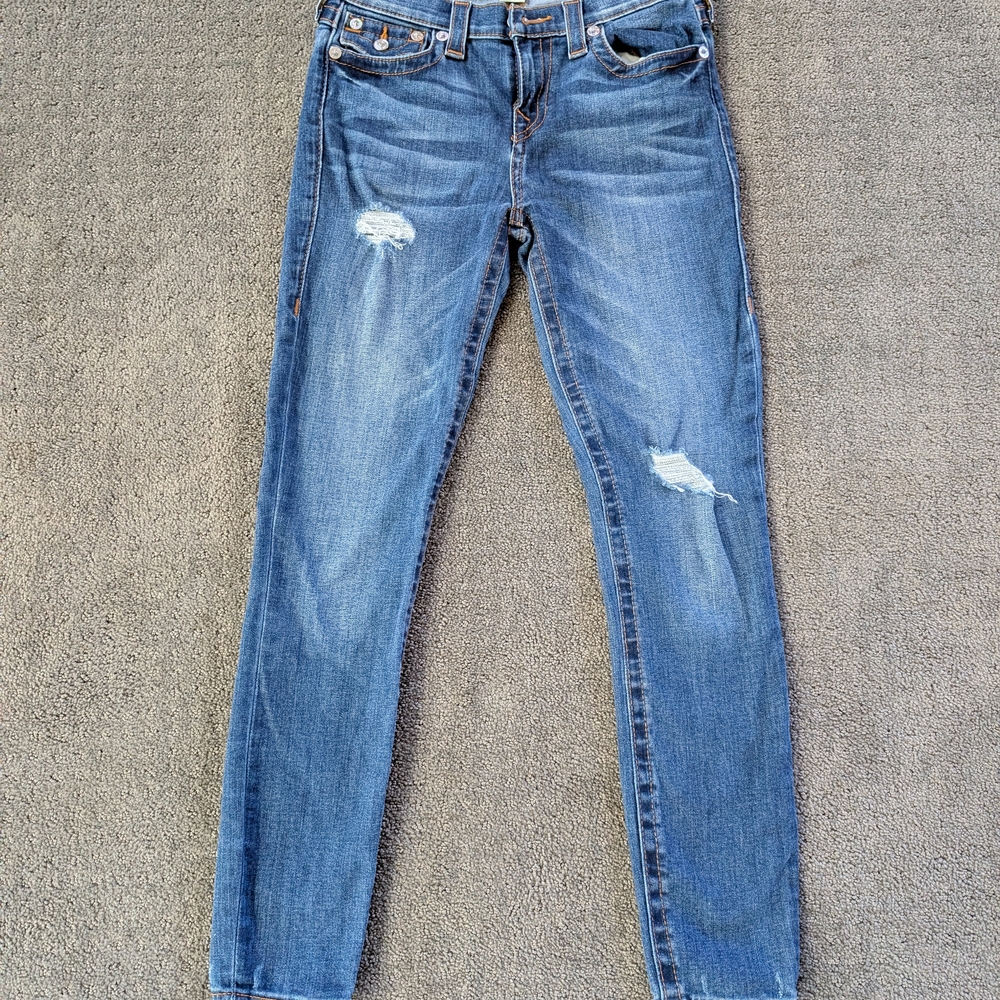 True Religion Blue Distressed Skinny Jeans